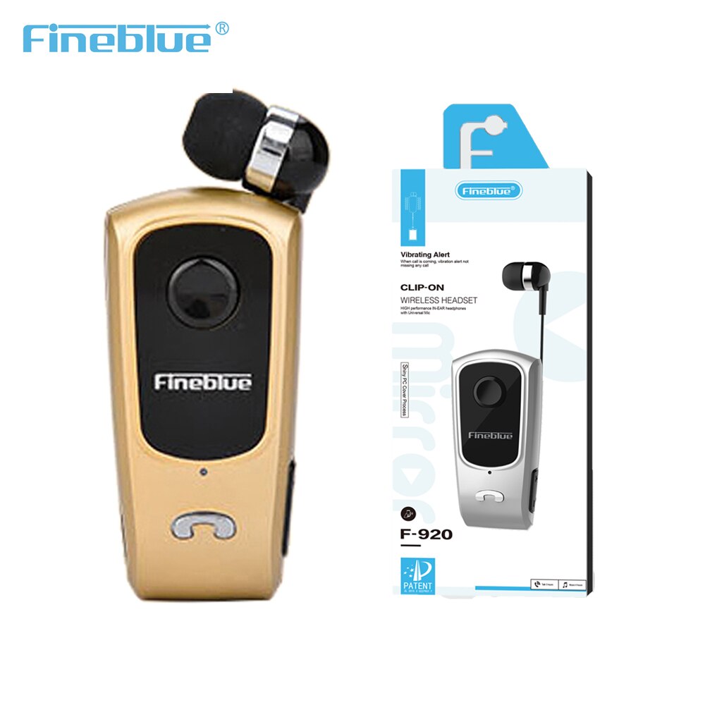 Fineblue F920 Mini Bluetooth Headset Tragbare Erinnern Vibration Tragen Clip Sport Lauf Kopfhörer Mic Anruf: Original Kasten golden