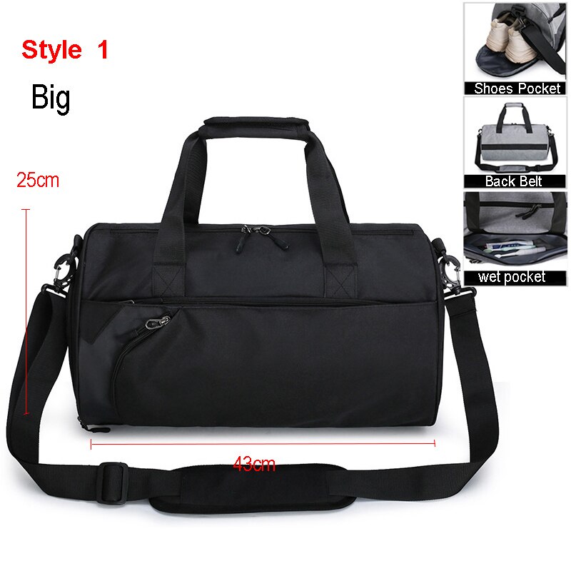 Men Gym Bags For Training Bag Tas Fitness Travel Sac De Sport Outdoor Sports Swim Women Dry Wet Gymtas Yoga Shoes Bag XA103WA: Style 1 Black