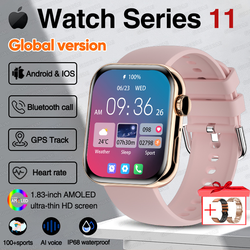 Versione globale Moda NUOVO Orologio Serie 11 Uomo Donna SmartWatch GPS Traiettoria Bracciale HD Bluetooth Chiamata sport Orologio impermeabile: Oro