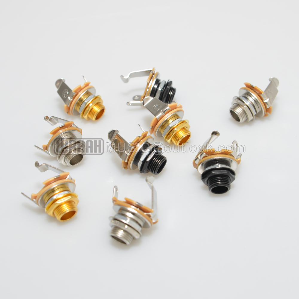 1 Uds. Conector de entrada de guitarra eléctrica para guitarra eléctrica y bajo 1/4 "(6,35mm) conector Mono Jack tuerca y arandela cromada