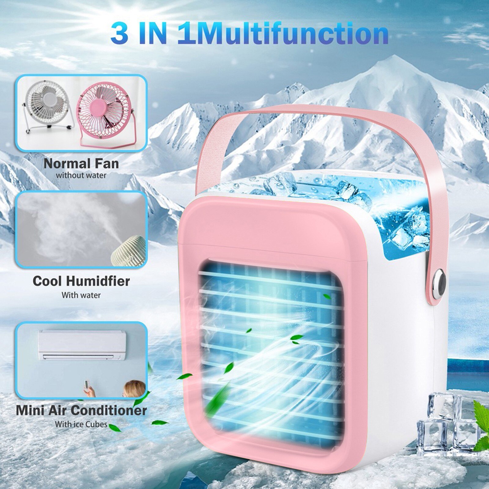 Mini Air Conditioner Air Cooler Fan 7 Colors Light Usb Portable Air Conditioner Multifunction Personal Space Cooling Fan #T2G