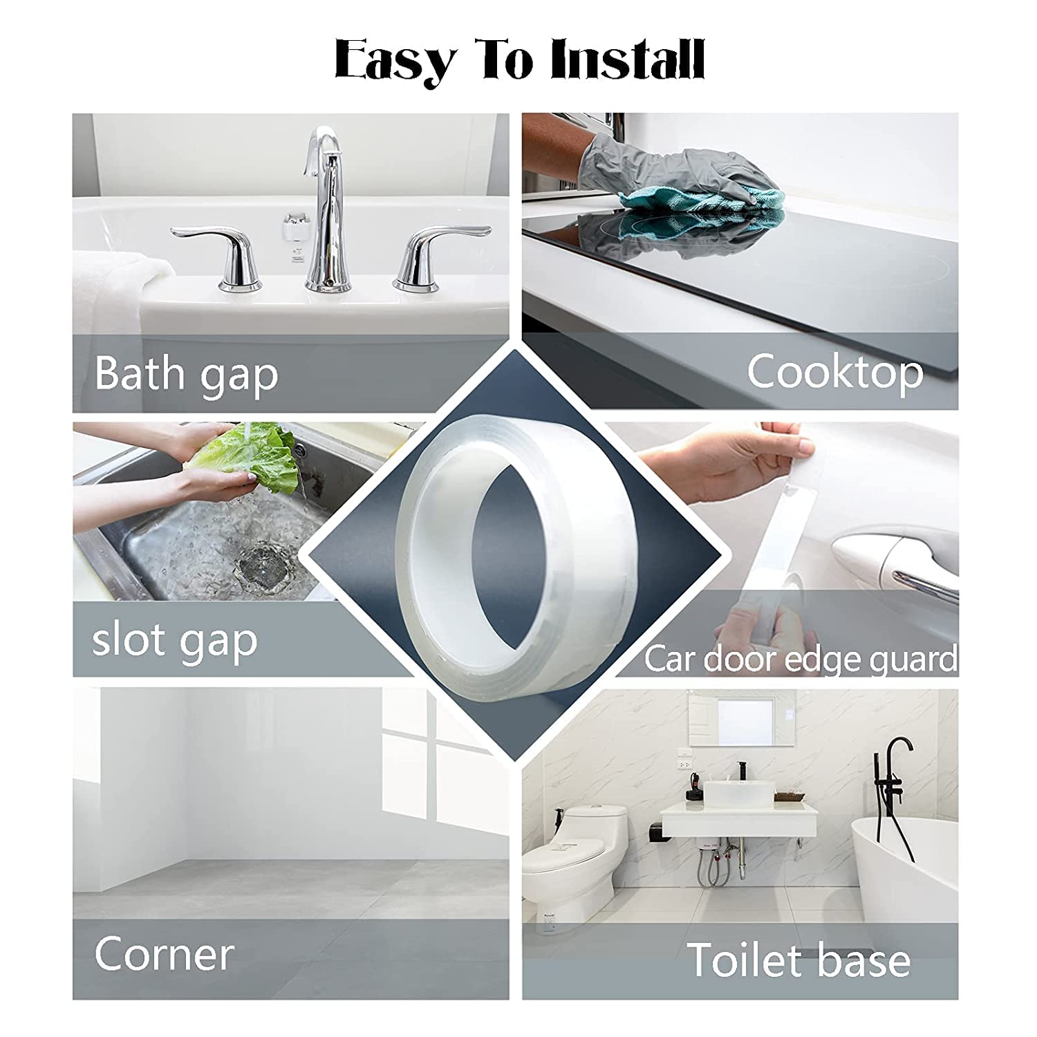 Keukengootsteen Waterdichte Sticker Doorzichtige Badkit Strip Badkuip Afdichtingstape Transparant Thuis Gereedschap