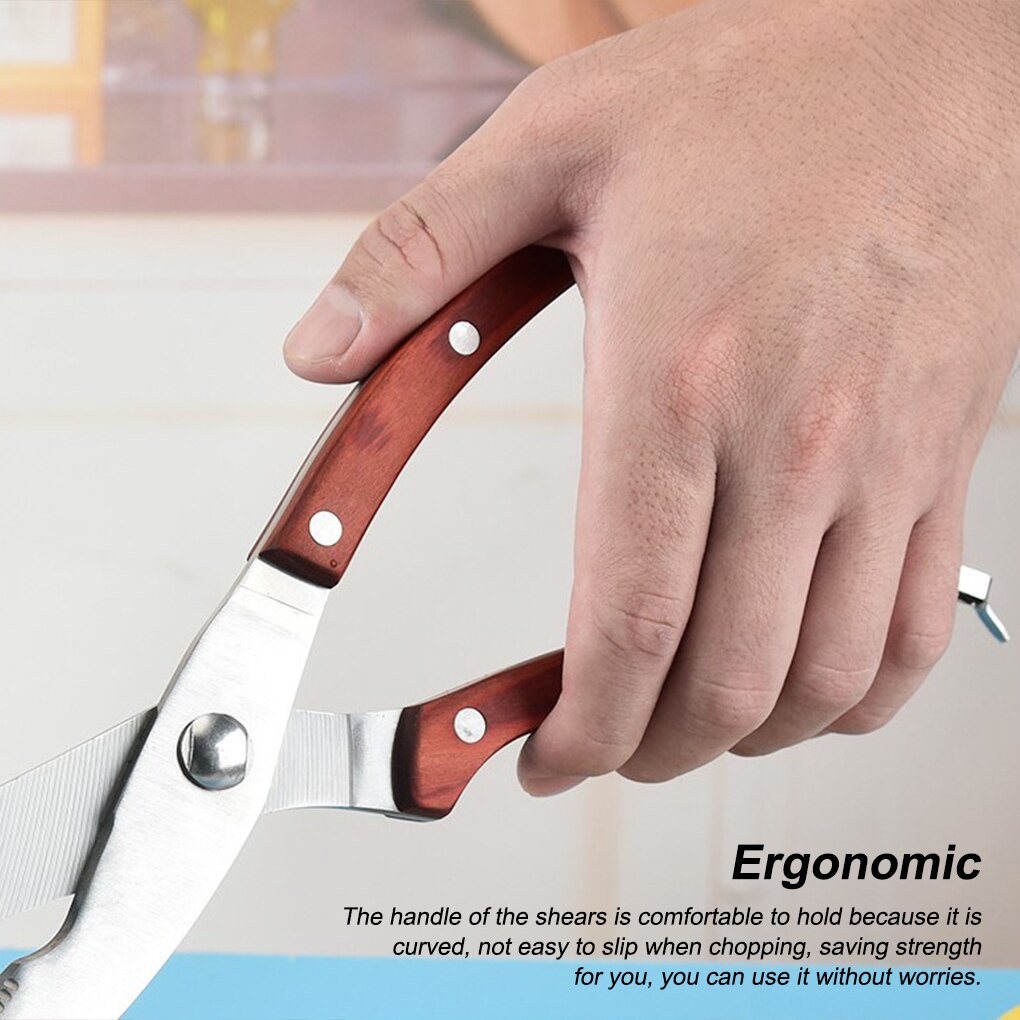 Kitchen Scissors Stainless Steel Chicken Bone Duck Shears Meat Vegetable Cook Portable Spring Loaded Scissor Barbecue Gadget
