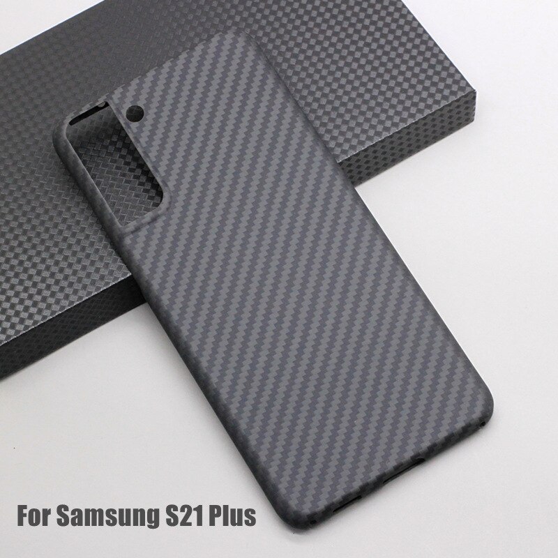 Amstar Real Carbon Fiber Case Hard Cover Voor Samsung S21 Ultra / S21 Plus / S21 Anti-Val Ultra-Dunne Carbon Fiber Telefoon Case: S21 Plus - Black