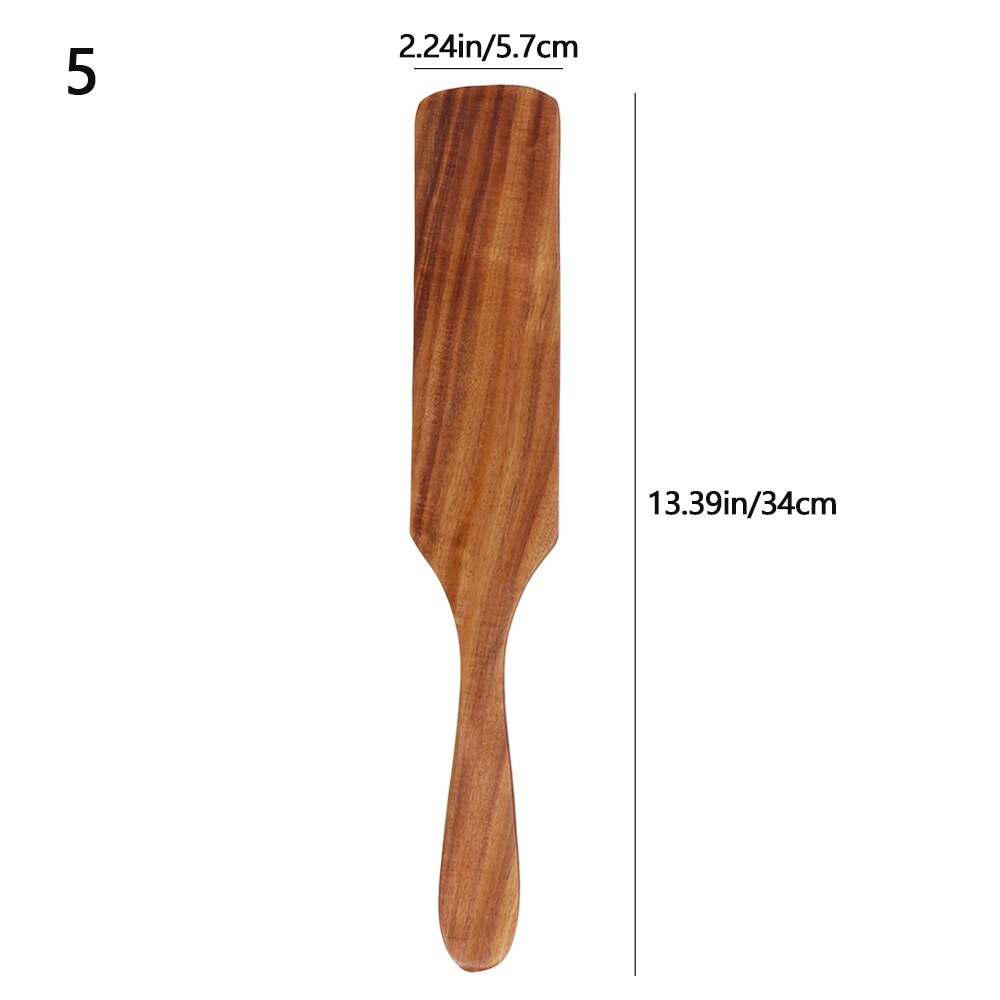 Kitchen Wooden Cooking Utensils Non Stick Natural Microphyll Acacia Wood Cookware Slotted Spurtle Spatula For Stirring Tools: 5