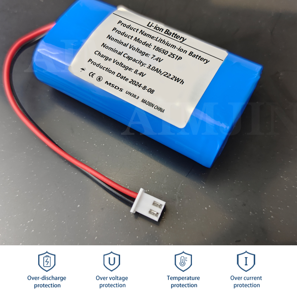 2s1p 7.4V 3000mah 18650 Rechargeable Battery for Amplifier Power toy Accessories LED Lights Security Equipment
