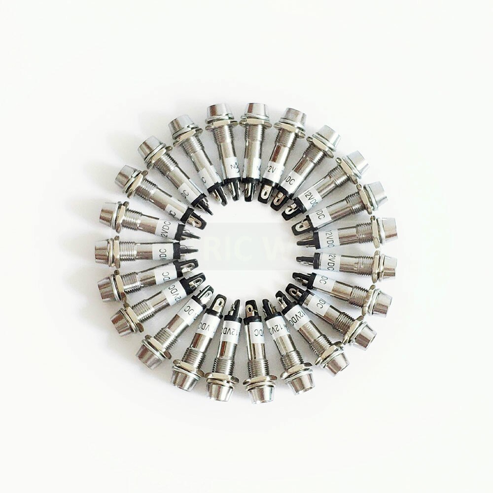 LED 8mm Metal Indicator lights waterproof Signal lamp without wire and LED light Signal Convex lamp XD8-1 5 colors 12V 24V 220V