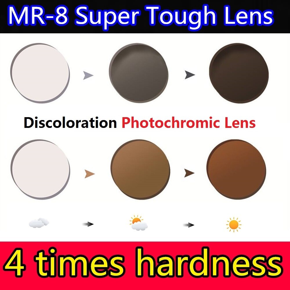 Photochrome Linsen 1,56 1,61 1,67 Optische Verordnung Objektiv Ändern Farbe Anti-Uv Männer Fahren Gläser MR-8 Super Hart Härte