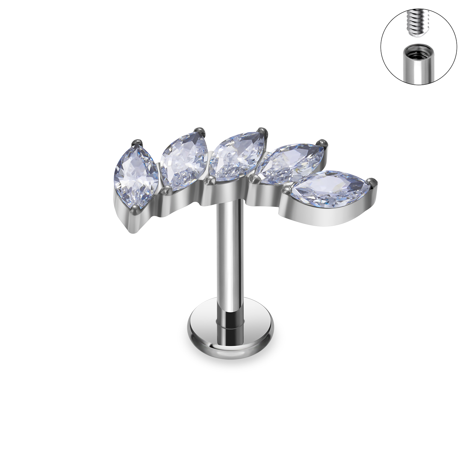 G23 titanio 16G Piercing Labret labio Nasal pendiente de tuerca hilo interno joyería del cuerpo oreja Tragus cartílago hélice Dait: Verde / COLOR ORO ROSADO