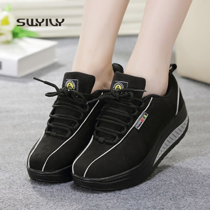 SWYIVY Vrouwen Toning Schoenen Platform Afvallen Lady Sneakers Hoogte Toenemende Vrouwelijke Afslanken Swing Schoenen Licht Gewicht