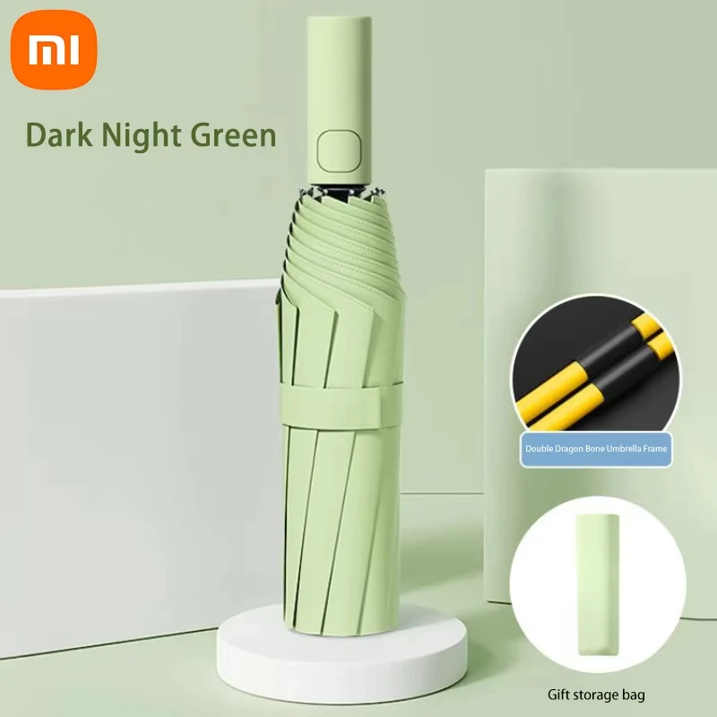 Xiaomi 24-bone automatische paraplu effen kleur licht opvouwbaar grootformaat buiten waterdicht zonnescherm uv-bescherming paraplu: GRIJS