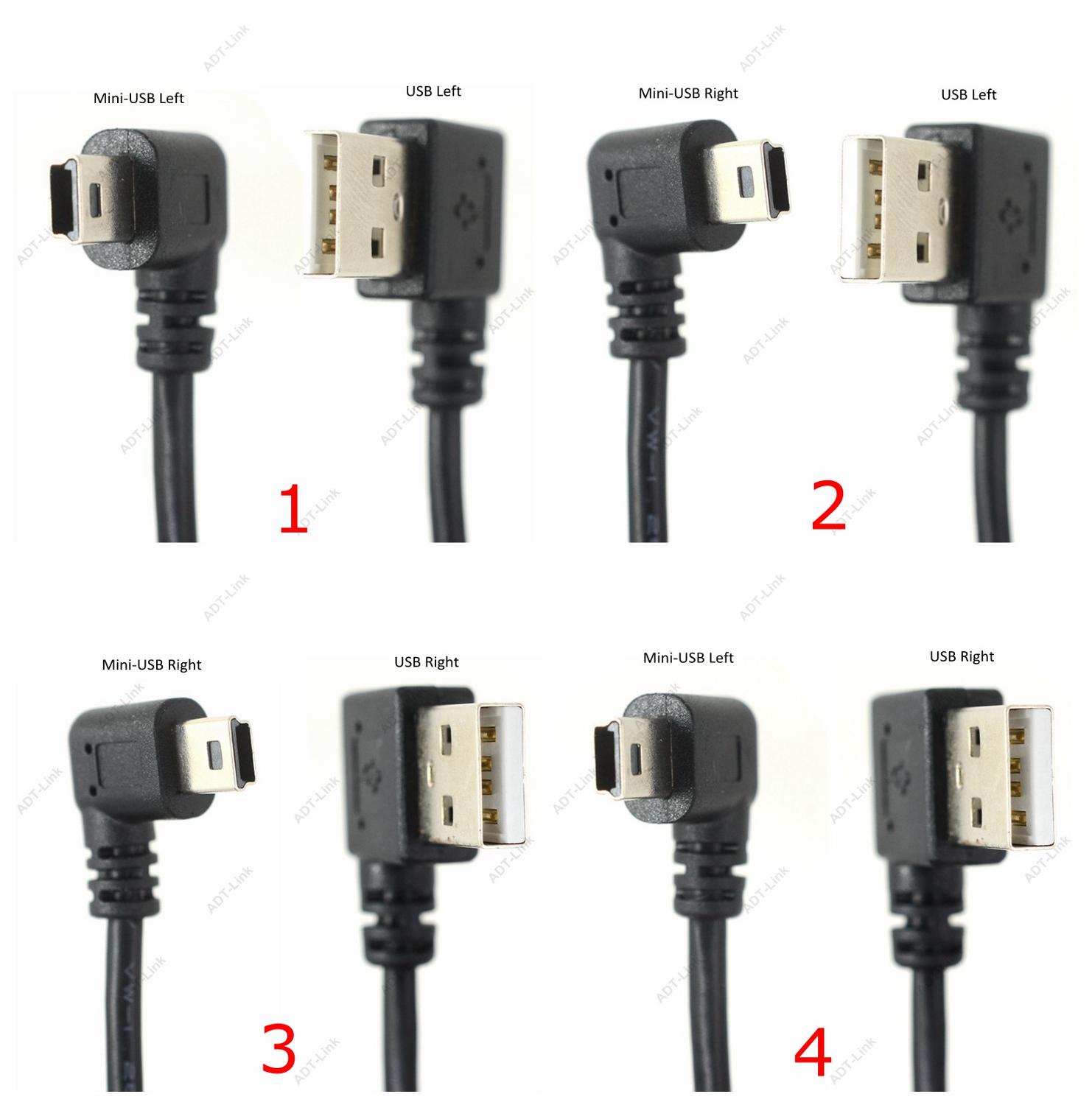 Mini USB Data Kabel 25cm Rechts Links Hoek USB 2.0 A Male naar Mini USB 5 Pin Links Rechts hoek Male Kabel Snoer Adapter Connector
