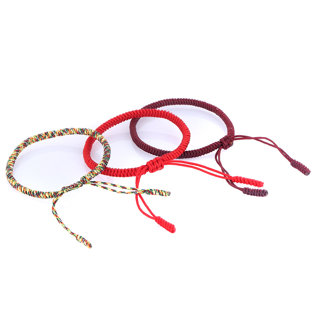 Handgefertigtes Knoten-Seil-Armbinde, tibetisch-buddhistischer Glücksbringer, tibetische Armbänder und Armreifen für Frauen und Männer,