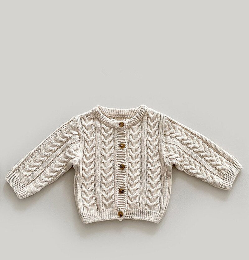 Autumn Baby Boys Girls Sweater Baby Knitted Bodysuit Toddler Knit Cardigan Newborn Knitwear Long Sleeve Cotton Baby Jacket Tops: beige coat / 24M