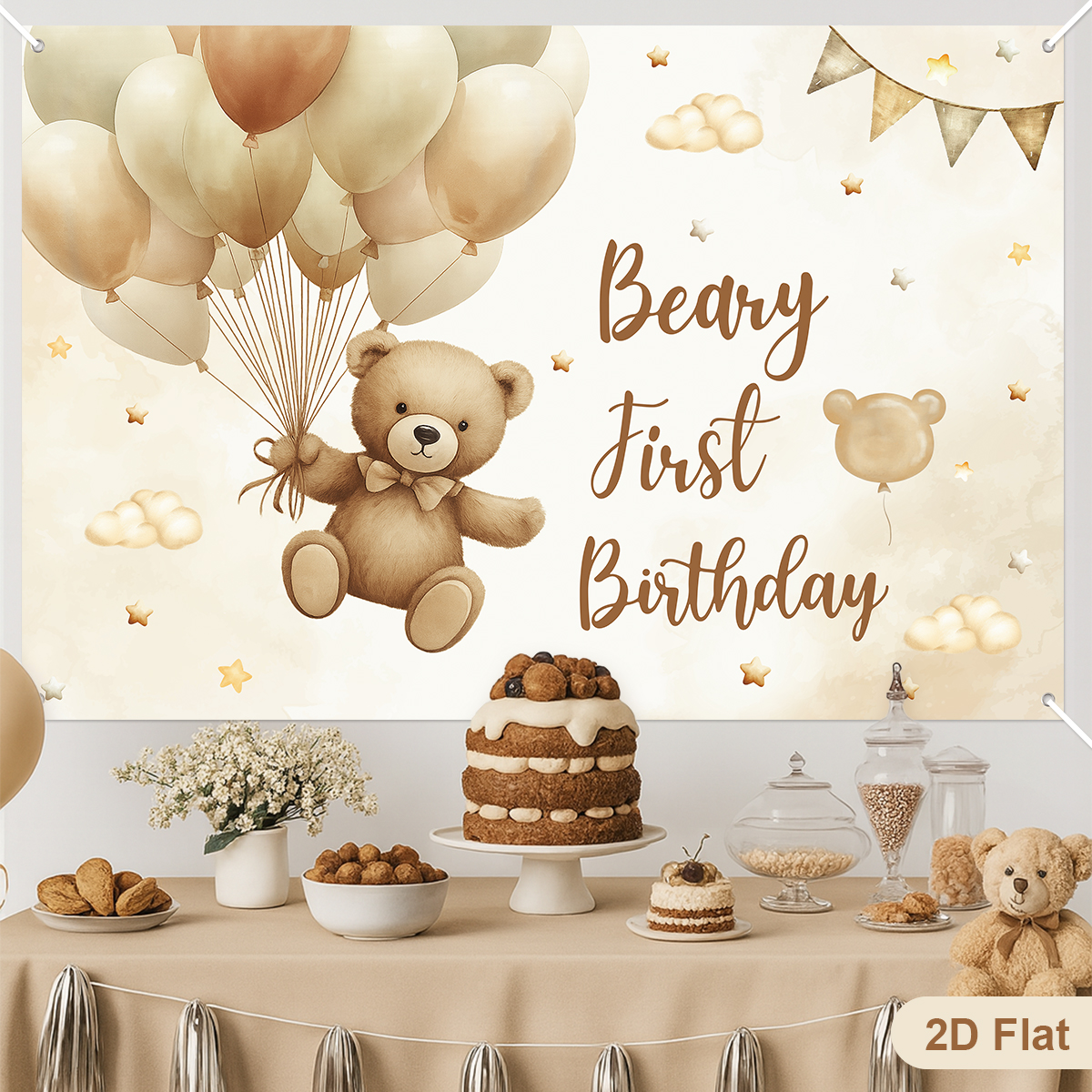  Bruine beer thema achtergrond 1e verjaardag partij decoratie kinderen gunsten kleine beer foto achtergrond banner baby shower benodigdheden