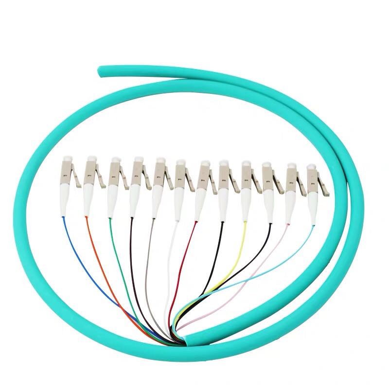 1.5M Fiber Optic Pigtail, 12 core , LC, Multimode, 50/125, 10 Gig, OM3