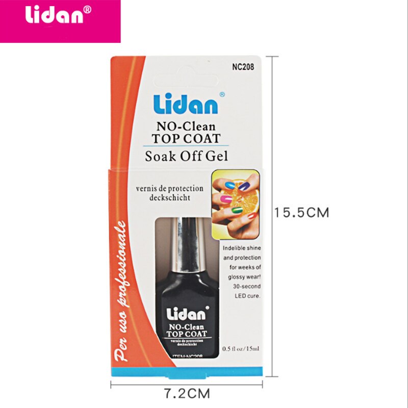 Lidan  nc208 15ml no clean top coat neglelak klare negledesigns