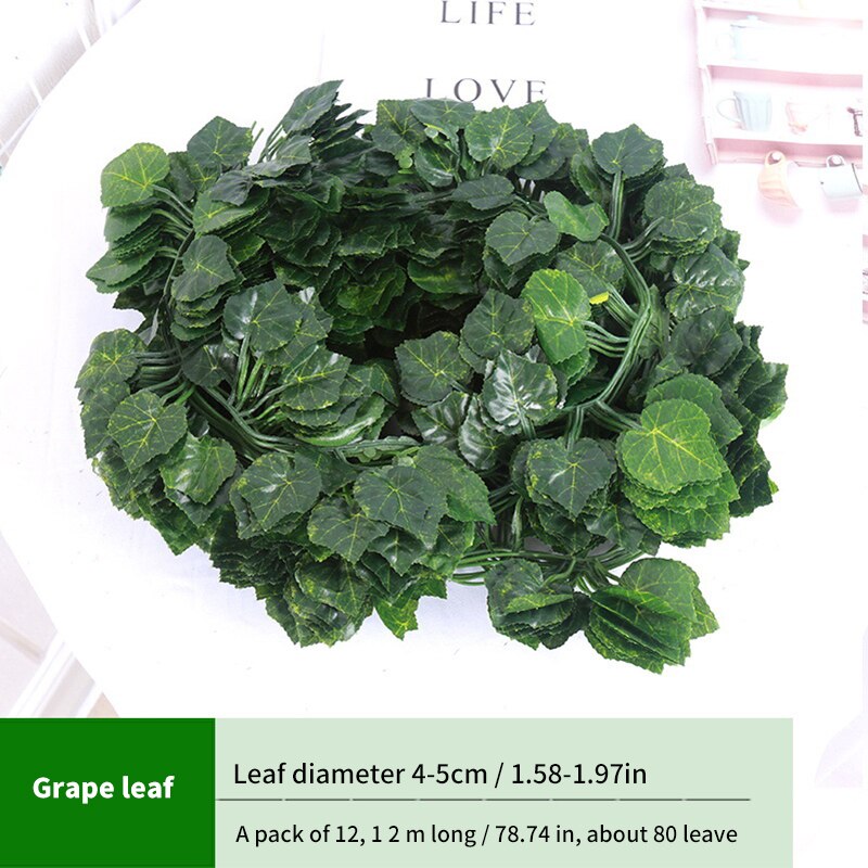 Artificial Lvy Green Leaf Wreath Plant Vine Grape Leaf Climber Green Leaf Family Garden Wedding DIY Garden Craft Flower: A1