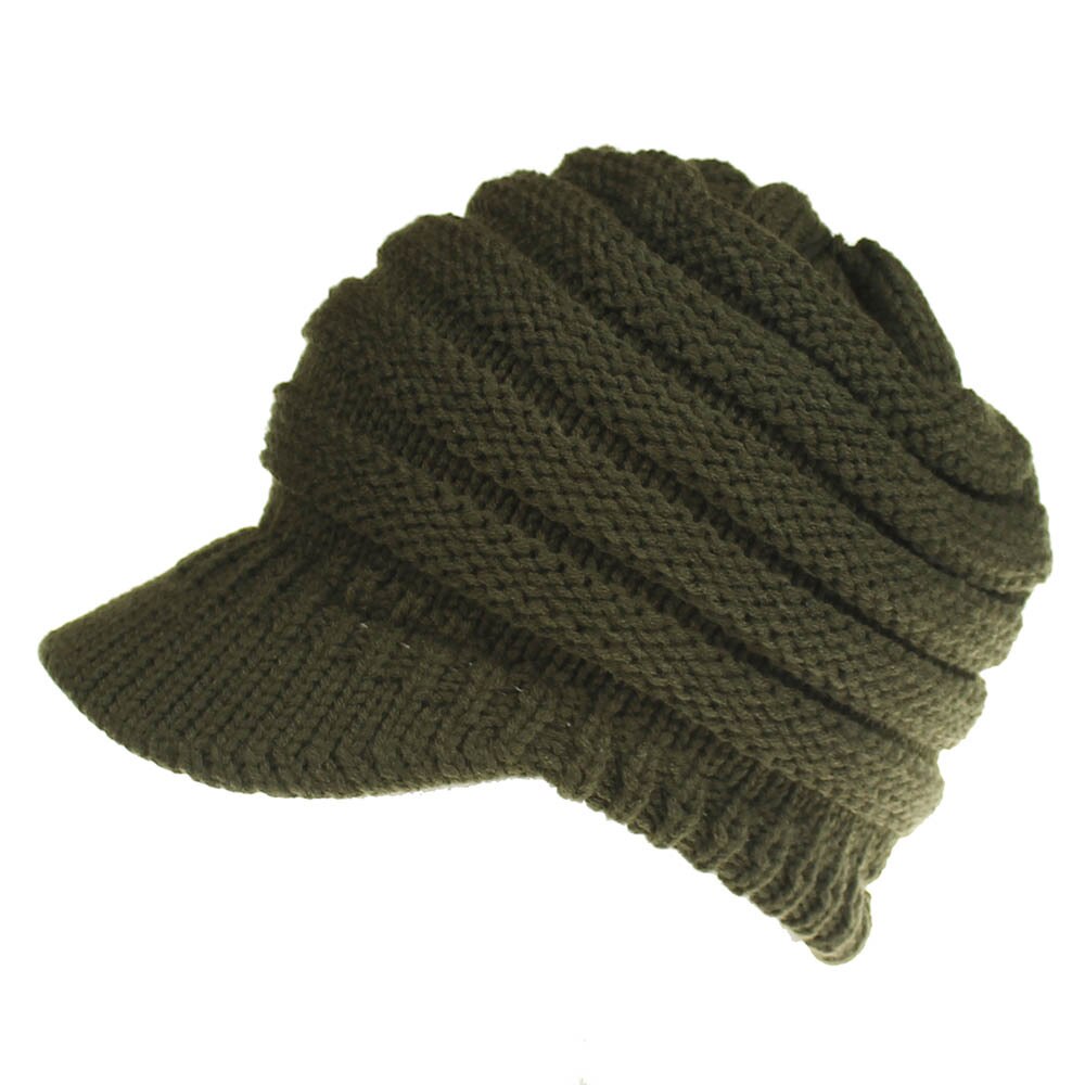Doradeer Ins Vrouwen Hoeden Gebreide Baseball Mutsen Skullies Open Pony Tail Hoed Mutsen Cap Ski Sport Cap: Army green