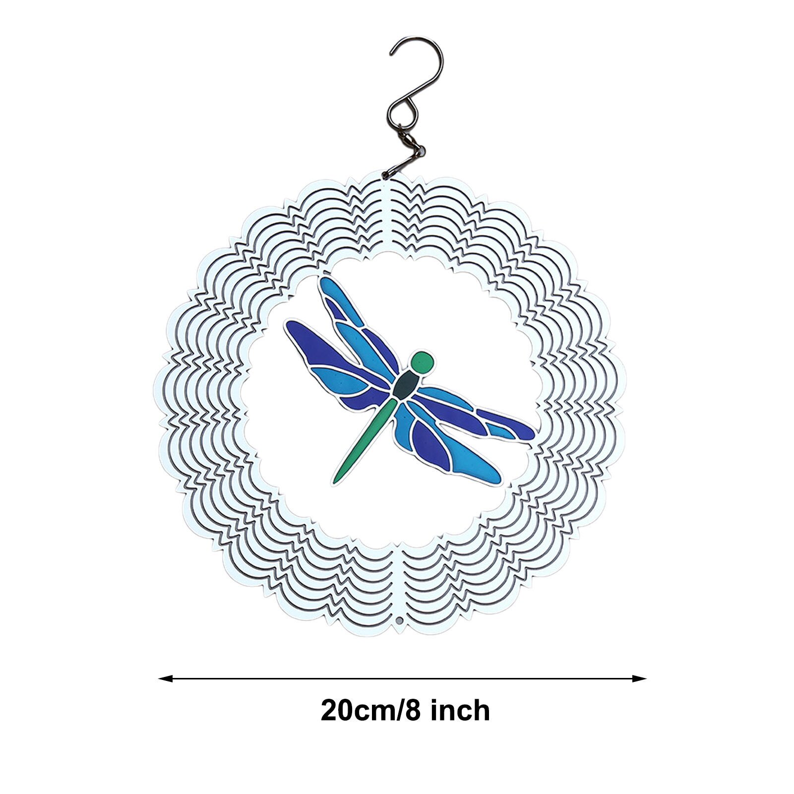 Spinner de viento de 8 pulgadas, colgante brillante de sonido de Metal 3D para , se puede colgar al aire libre en jardines, balcones y interiores: A