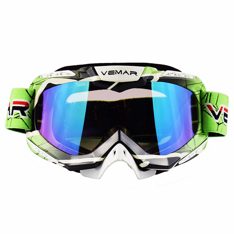 VEMAR Goggles Motorcycle Protective Gears Flexible Cross Helmet Face Mask Motocross Goggles Dirt Bike UTV Eyewear Gear Glasses: S218-Green