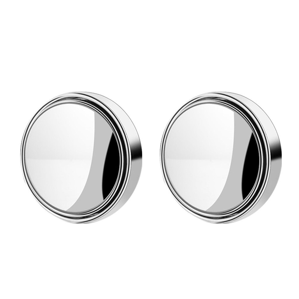 2 piezas espejo de coche 360 gran angular espejo convexo redondo coche vehículo lateral blindado punto ciego espejo pequeño espejo retrovisor redondo: Silver