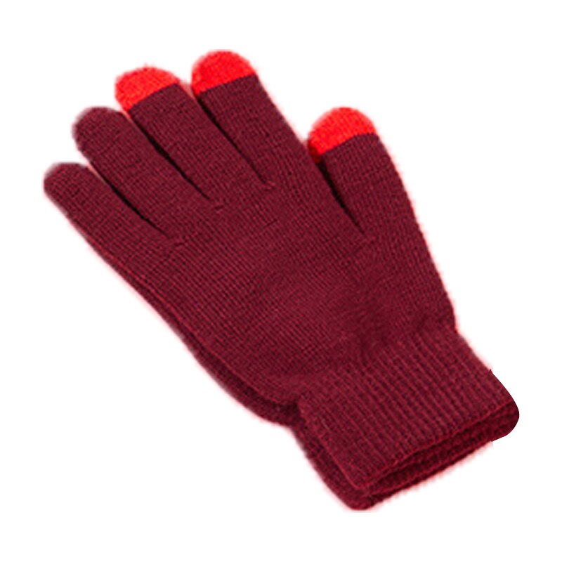 Vinter høsthansker berøringsskjerm varme votter kvinner menn bomull strikket fem fingre hansker håndvarmer guantes jul: Rød