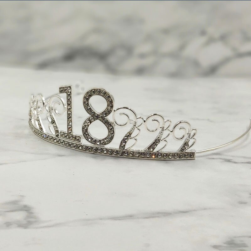 Rocznica urodziny 16/18/20/30/40. Srebrna tiara z kryształkami opaska z koroną z okazji urodzin korona urodzinowa dla kobiet