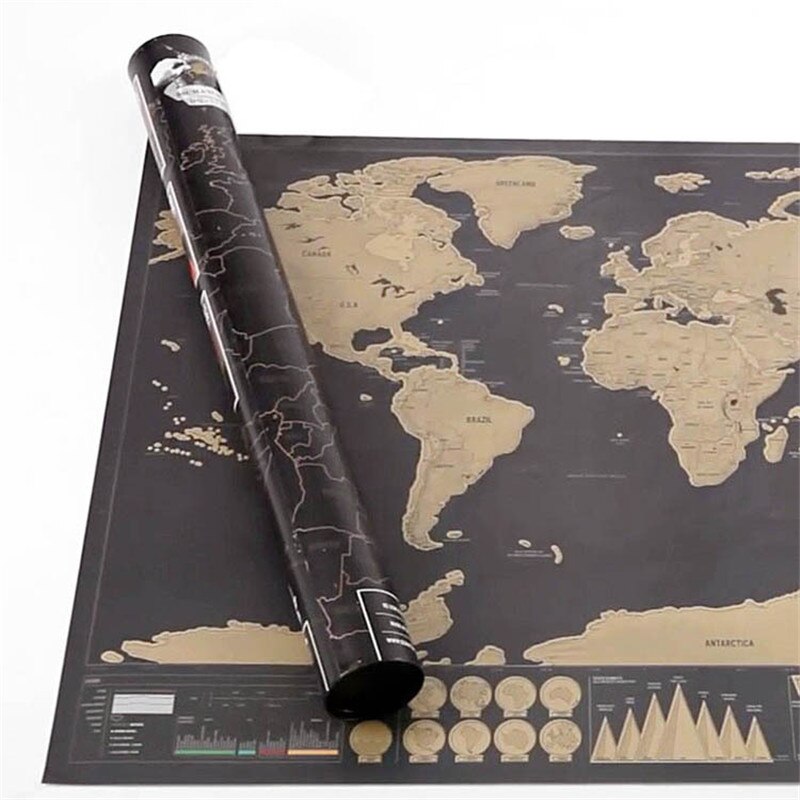 Deluxe Scratch Map 1piece Black Mapa Scratch Off Map Travel Scratch World Map Mapa Mundi Rascar 4478