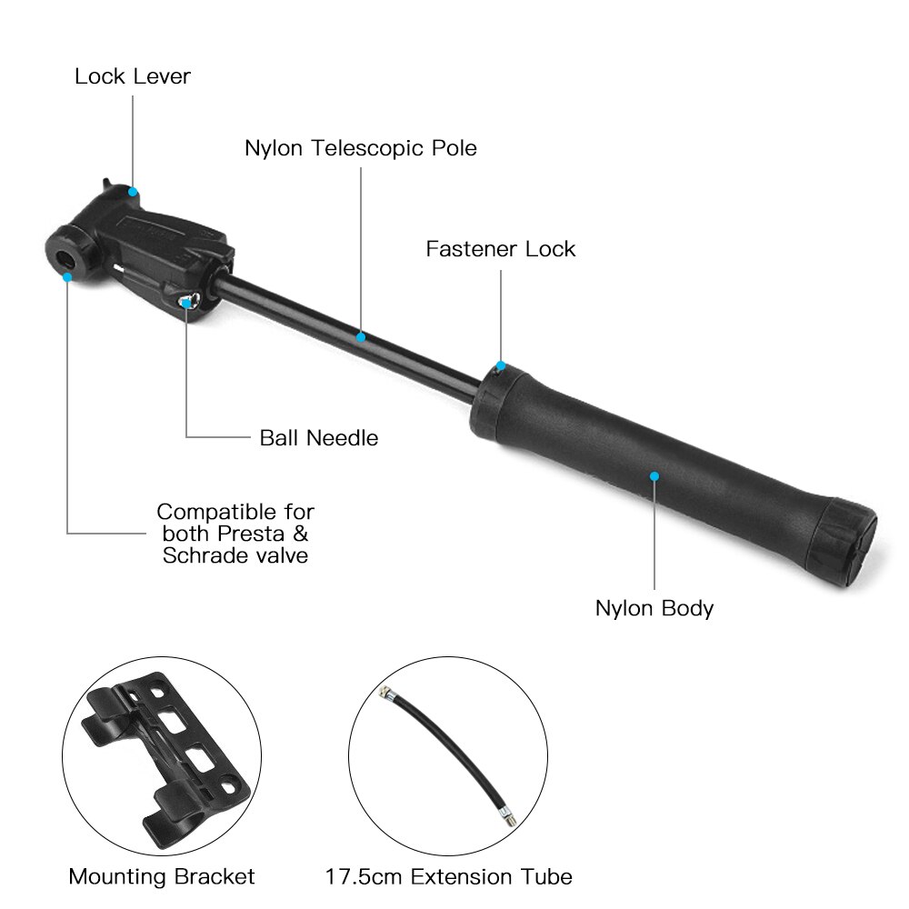 Mini Fahrrad Pumpe Schwarz Fahrrad Pumpe 80PSI Fahrrad Luftpumpe Passt für Presta Schrader Ventil Manuelle Ändern Tragbare Fahrrad inflator
