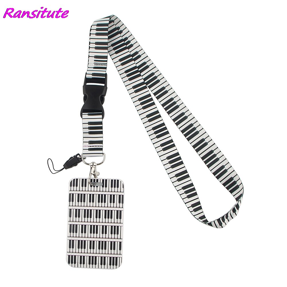 Ransitute-cordón para tarjetas de crédito, tarjetero titular de la identificación, bolsa de viaje, tarjeta bancaria, autobús, insignia, color blanco y negro, R1506: 5