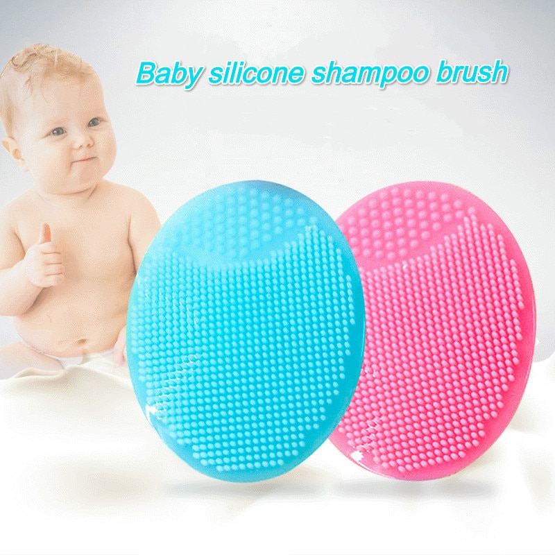 Baby blød silikone bad børstehoved baby massage bad børste spædbarn shampoo børste børnepasningsprodukter