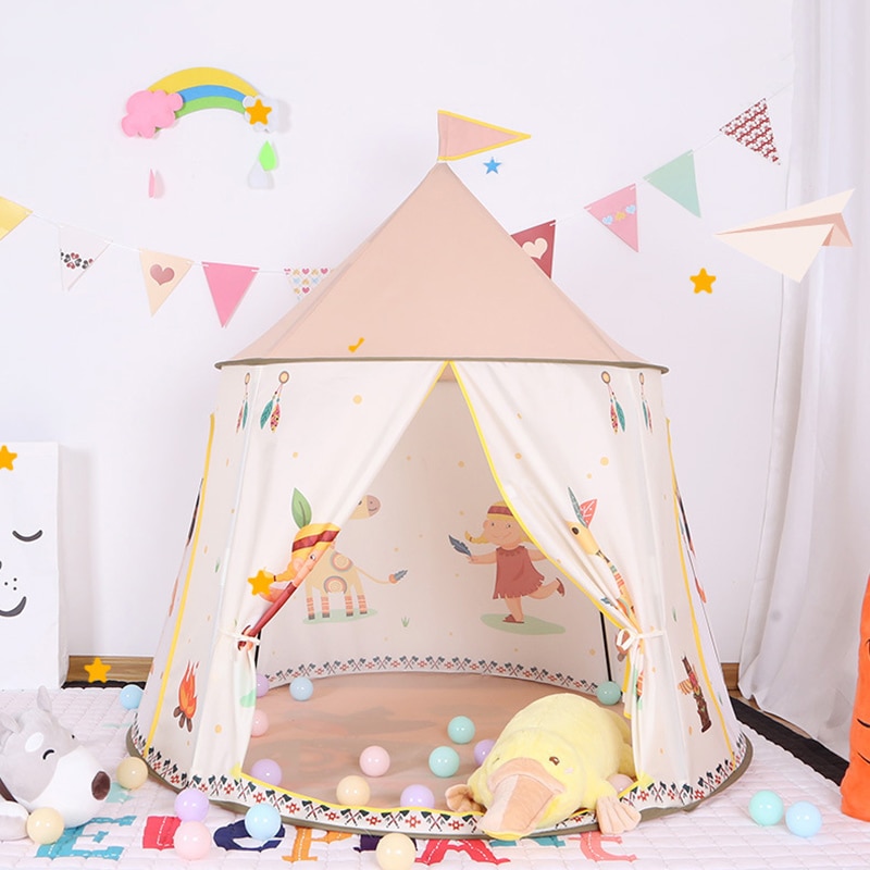 Kid Tent Huis Draagbare Prinses Kasteel Aanwezig Hangen Vlag Kinderen Teepee Tent Spelen Tent Verjaardag Christmas