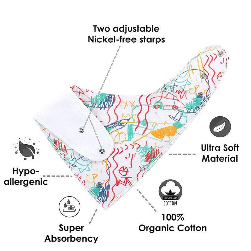 Bavoirs en coton biologique doux et absorbant pour bébé, 4 paquets de bavoirs de dentition en coton biologique, ensemble