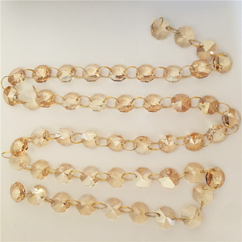Camal 1/5/10 M Champagne Crystal 14 Mm Achthoekige Kralen String Strengen Garland Kroonluchter Lamp Gordijn Verjaardag wedding Party