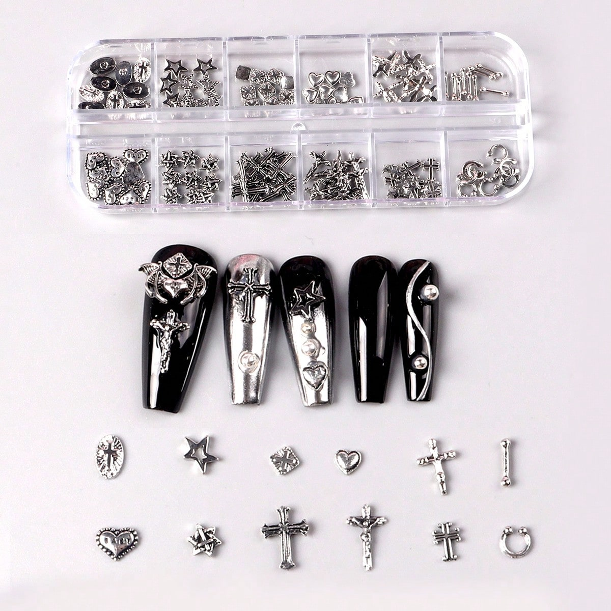 nagelpiercing 10 Stks/partij Punk Stijl Nail Onderdelen Piercing Legering Studs Metalen Curve Pijl Klinknagel Decoratie Nagels Kunst Accessoires Nail Charms: Paars