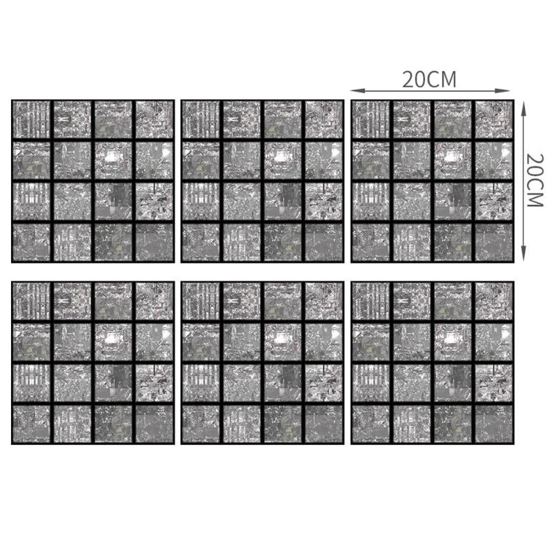 6pcs Tiles Stickers Self Moisture-proof Surface Covered with Film Adhesive Mosaic Kitchen Bathroom Waterproof Wallpaper: MSC031
