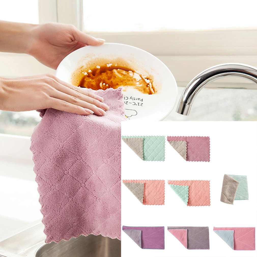 Home Daily Wet And Dry Strong Absorbent Rag Cloth Kitchen Lint-free Oil Thickened Hand Towel Dish Cleaning Cloth