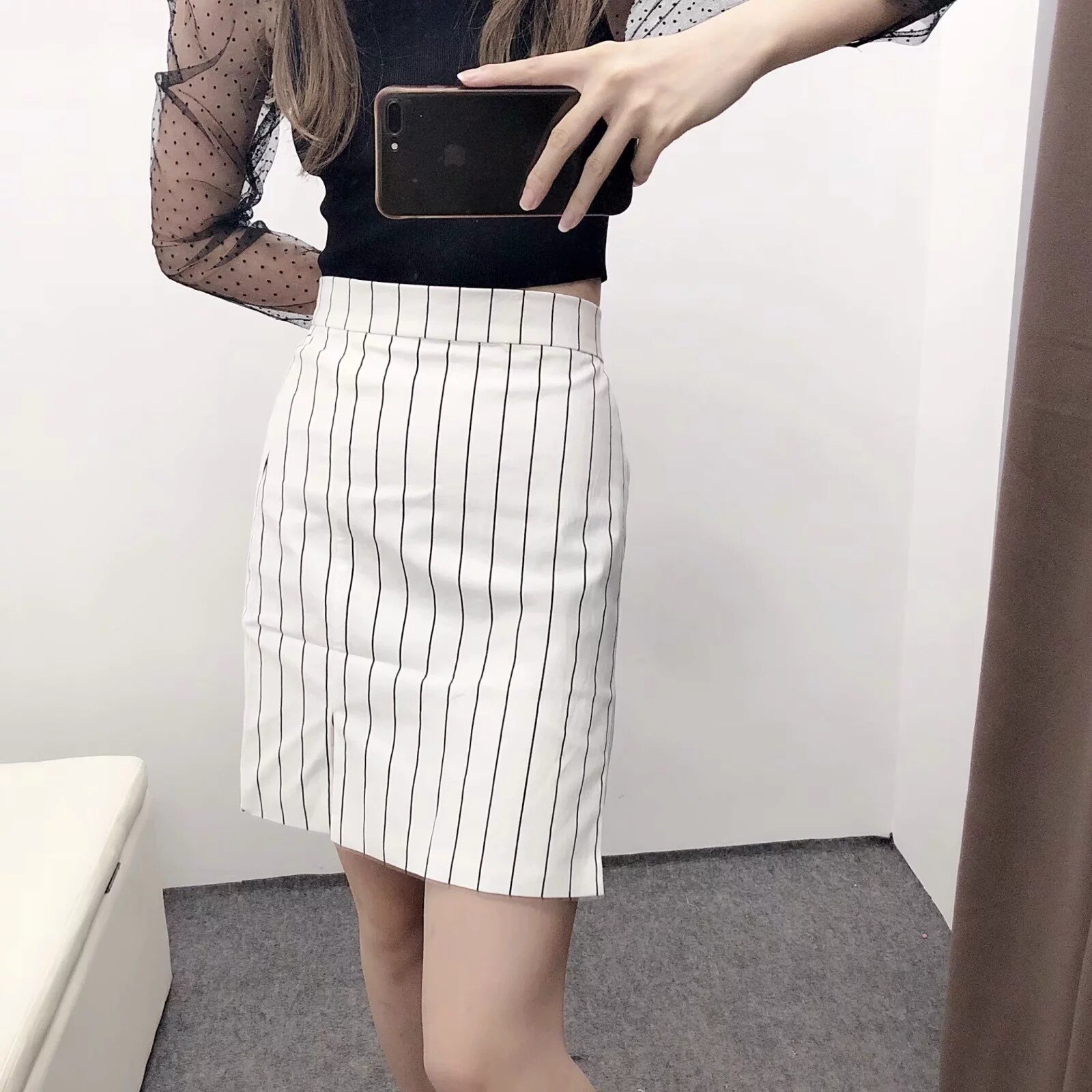 Minimalist Loose Shirt And Lace-up Skirt Suit-Skirt