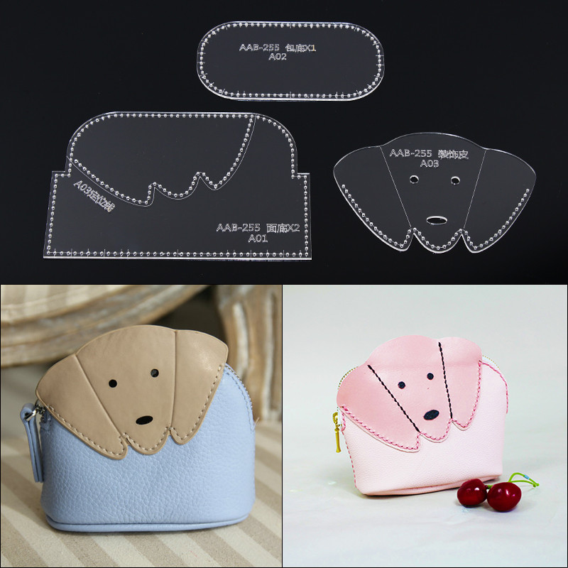 1 Set Clear Acrylic Coin purse Pattern Stencil Template Set Leather Craft DIY