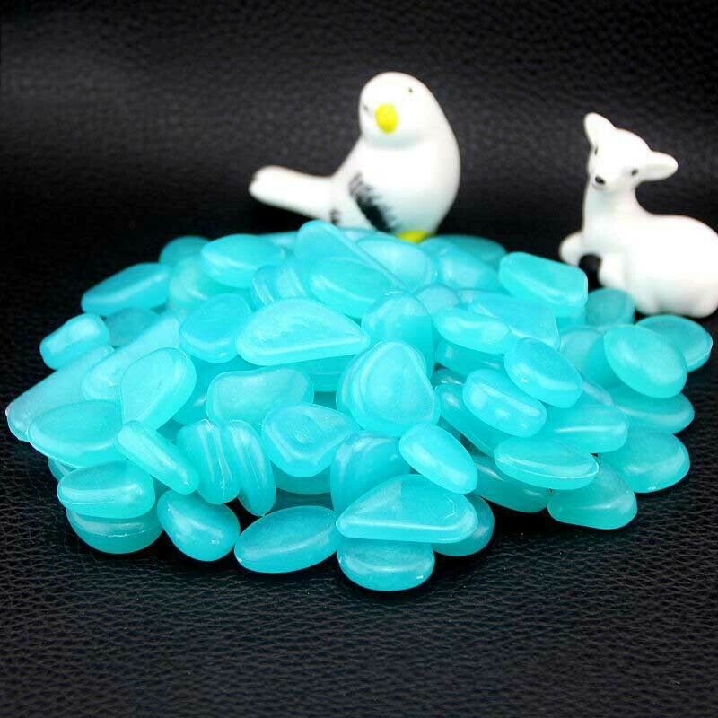 50 stuks glow in the dark tuinkiezels, lichtgevende stenen, stenen voor looppaden, tuinpaden, patio's, gazons, tuindecoratie, lichtgevende stenen: Blauw