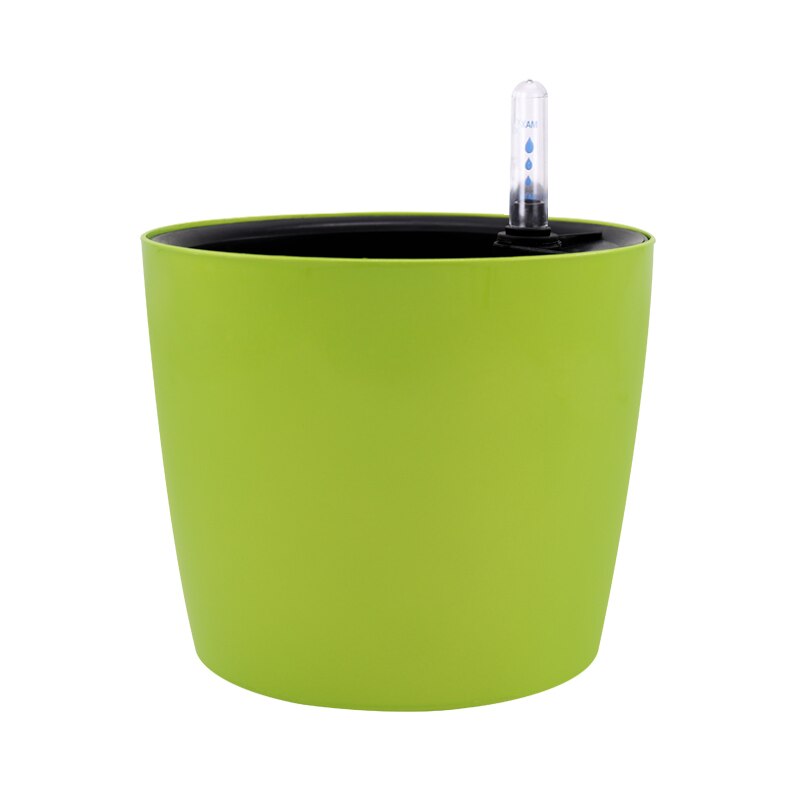 Indicador de nivel de agua de cinco colores, macetas de plástico inteligentes para riego automático, maceta pastoral resistente a la corrosión: Green