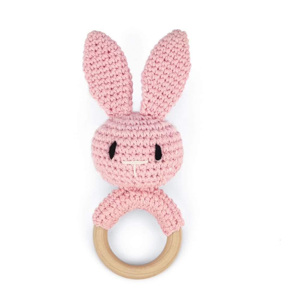 Baby Rammelaar Haak Amigurumi Bunny Rammelaar Bel Pasgeboren Breien Gym Speelgoed Educatief Bijtring Mobiele Baby Rammelaar Speelgoed 0-12 maanden: Pink rabbit