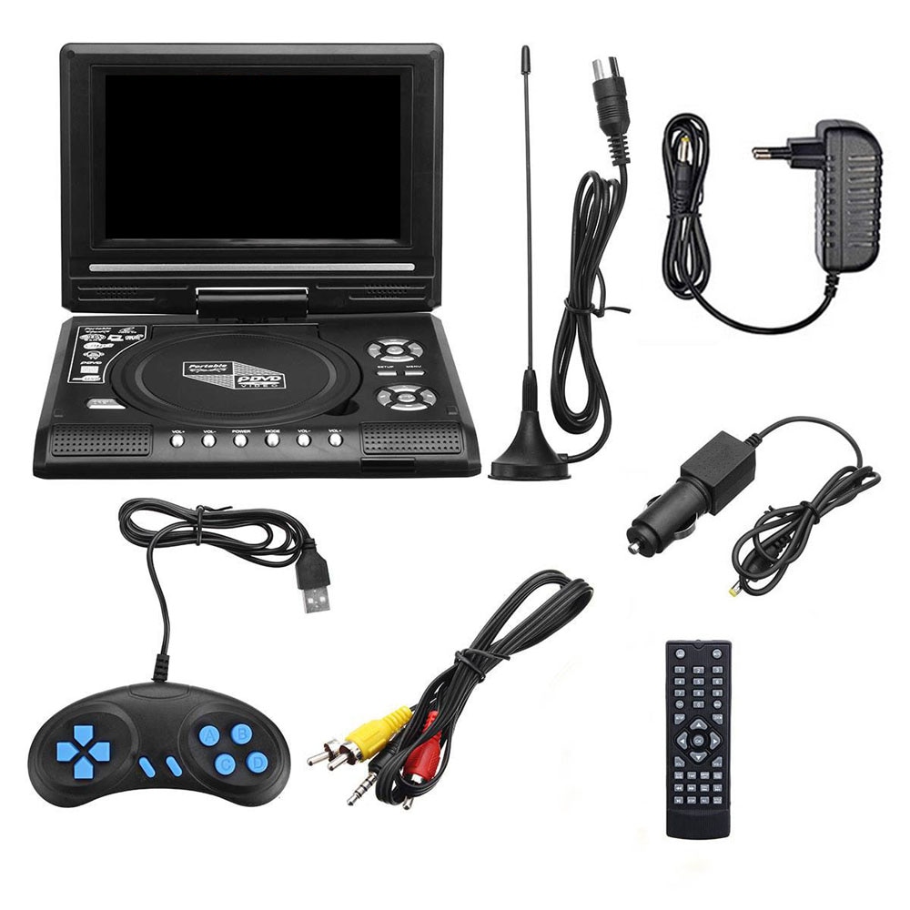7.8" 16:9 Widescreen 270° Rotatable LCD Screen Home Car TV Multifunction DVD Player Portable VCD MP3 Viewer with Game Function