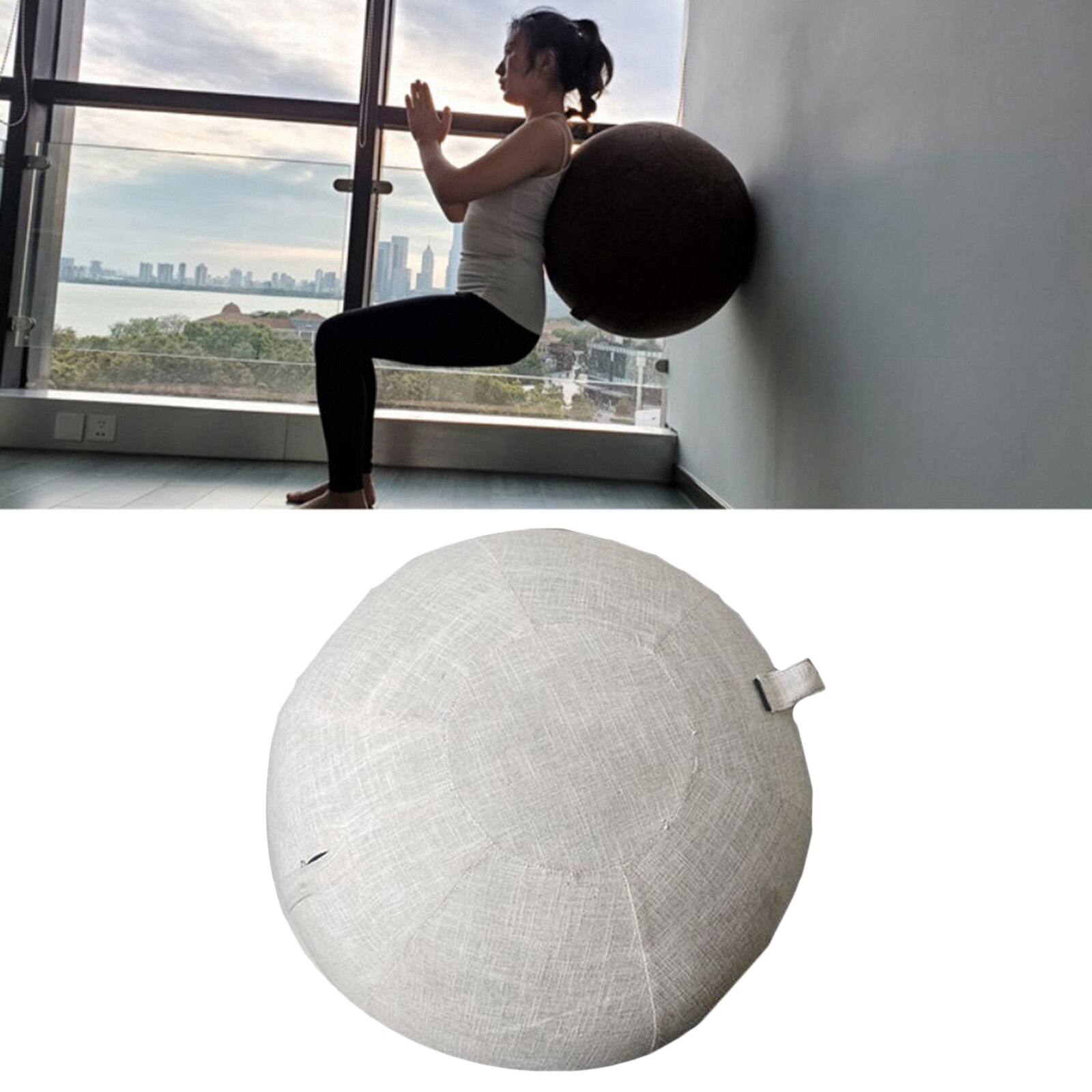 Duurzaam Yoga Bal Cover Pilates Balance Oefening Pilates Bal Protector Zitten Bal Stoelbekleding Carrier Met Handvat: Beige