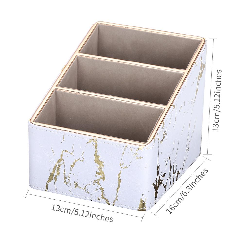 Office Accessories PU Leather Pen Holder Storage Box Stationery Desk Organizer Black Pencil cup remote control holder: 1973 gold marble