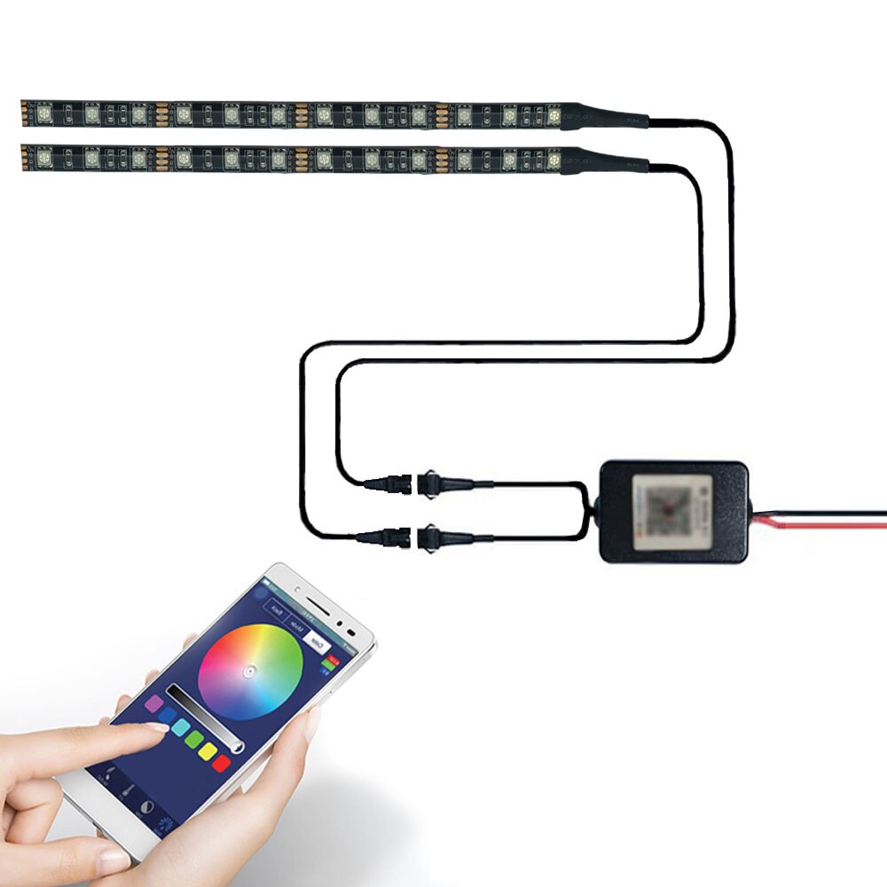 2PCS 10CM 5050SMD Motorcycle LED Light Strips- Multi-Color Accent Glow Neon Ground Effect Lights lamp 12LED RGB Light Strips: APP-2PCS-20CM