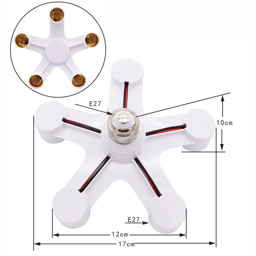 1 turn to 5 E27 Light Adapter Converters lamp Base Holder Socket plug Splitter for LED Lighting Lamp Adapter holder converter