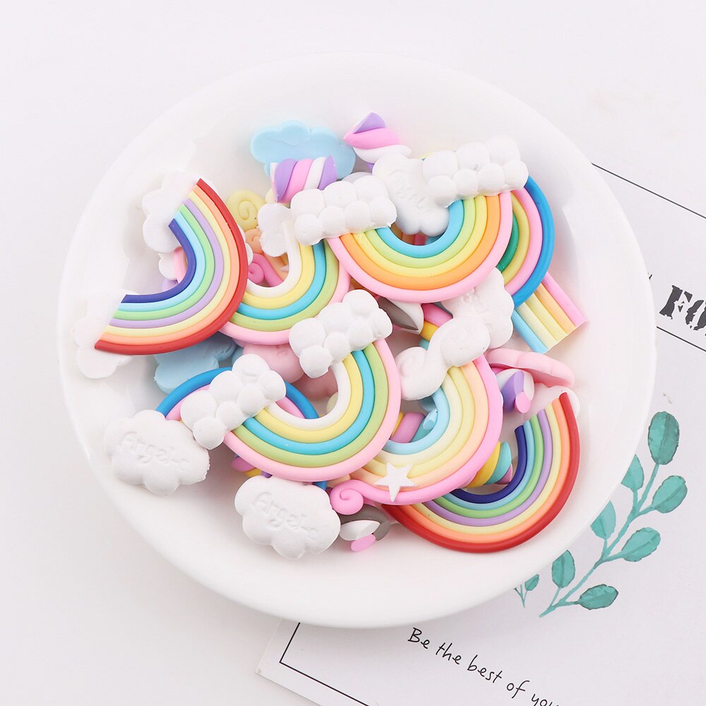 30PC Mix Polymer Clay Candy Rainbow Cloud Christmas Tree Decor Hanging Ornament For Year Xmas Party Kids