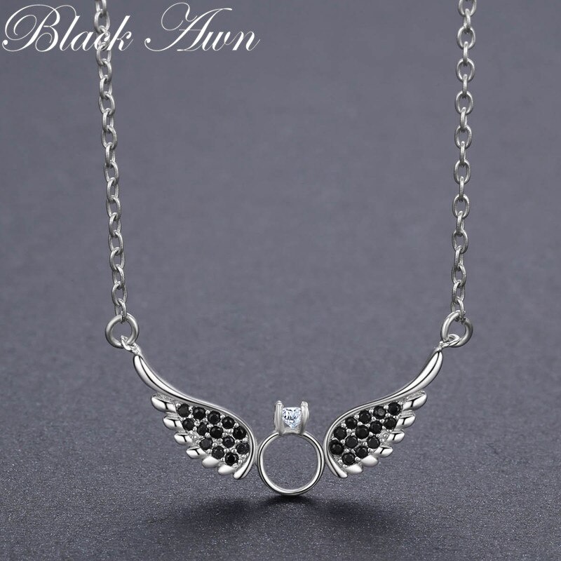 Classic 925 Sterling Silver Fine Jewelry Trendy Wing Engagement necklaces & pendants for Women P195